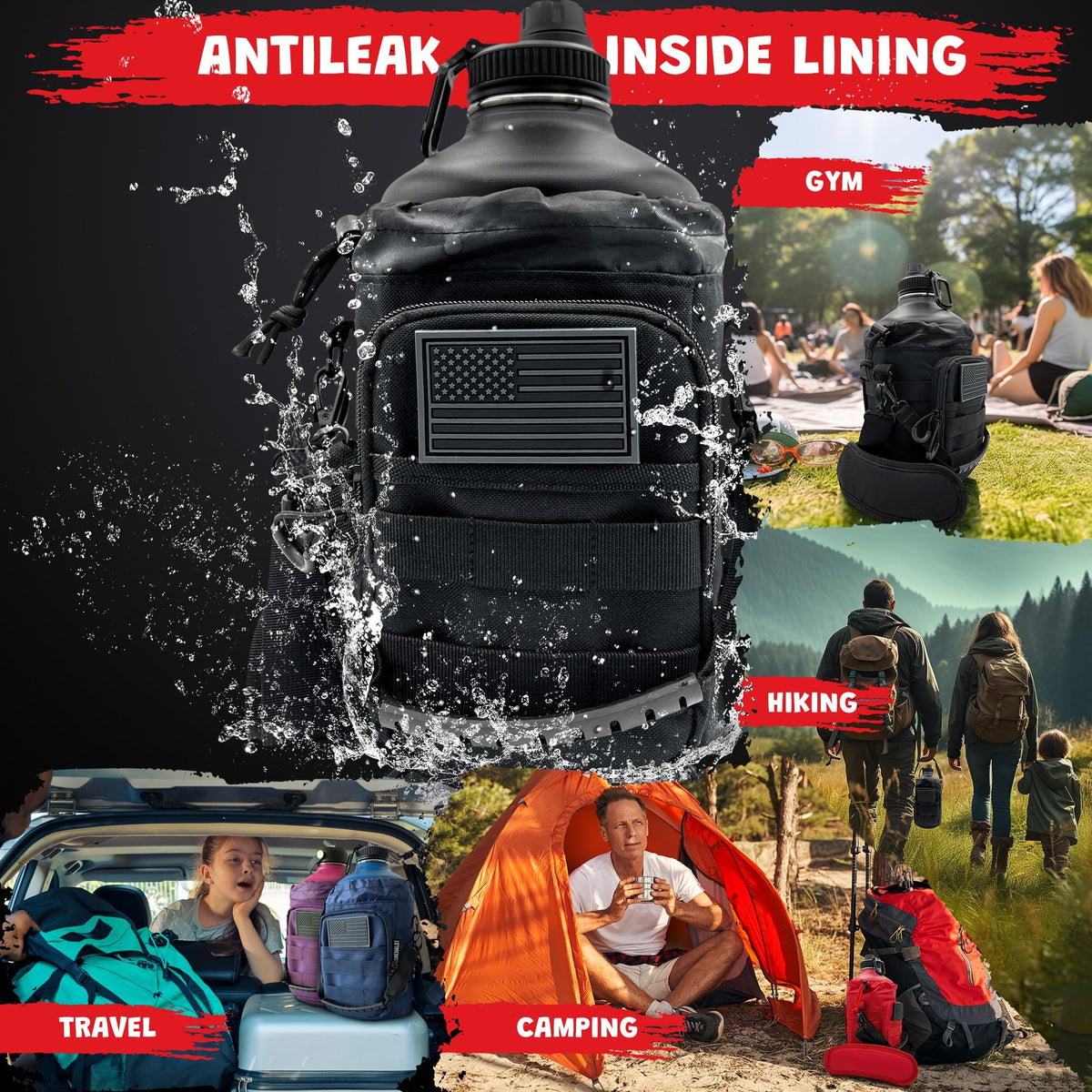 128 Oz Water Bottle Big (128 Oz / Black)