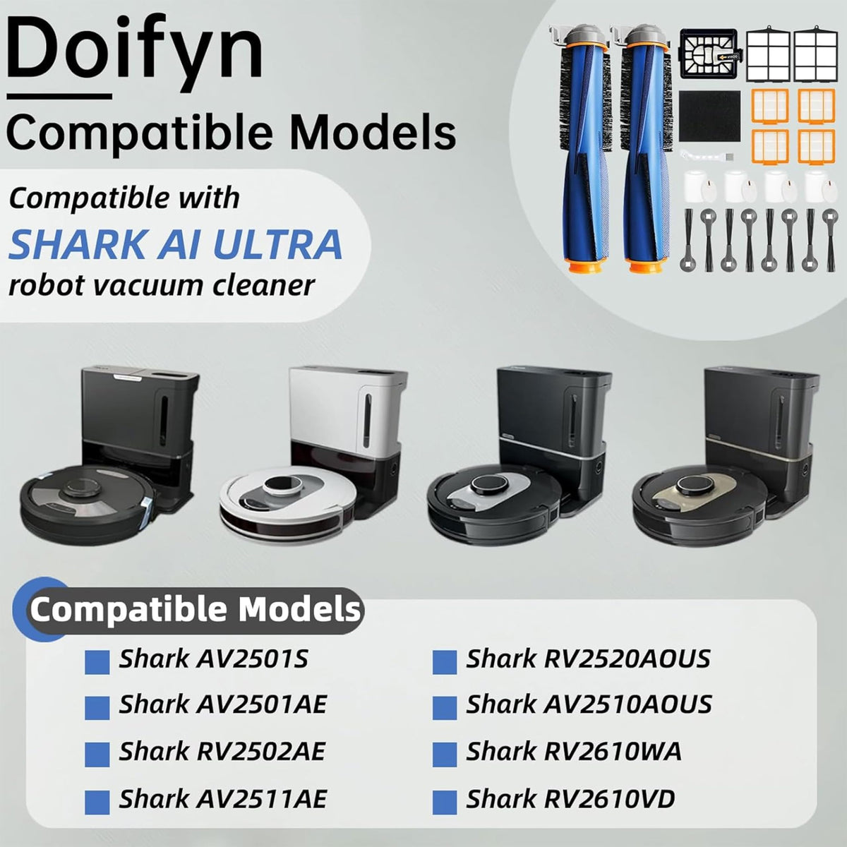 Replacement Parts for Shark AI AV2501S AV2511AE Robot Vacuum Cleaner (Complete Kit - 23 Parts)
