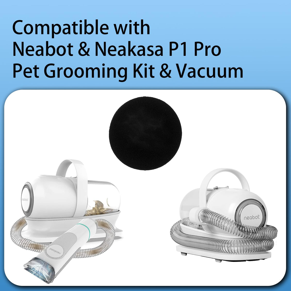6 Pack Sponge Filter Compatible with Neabot & Neakasa P1 Pro Pet Grooming Kit & Vacuum