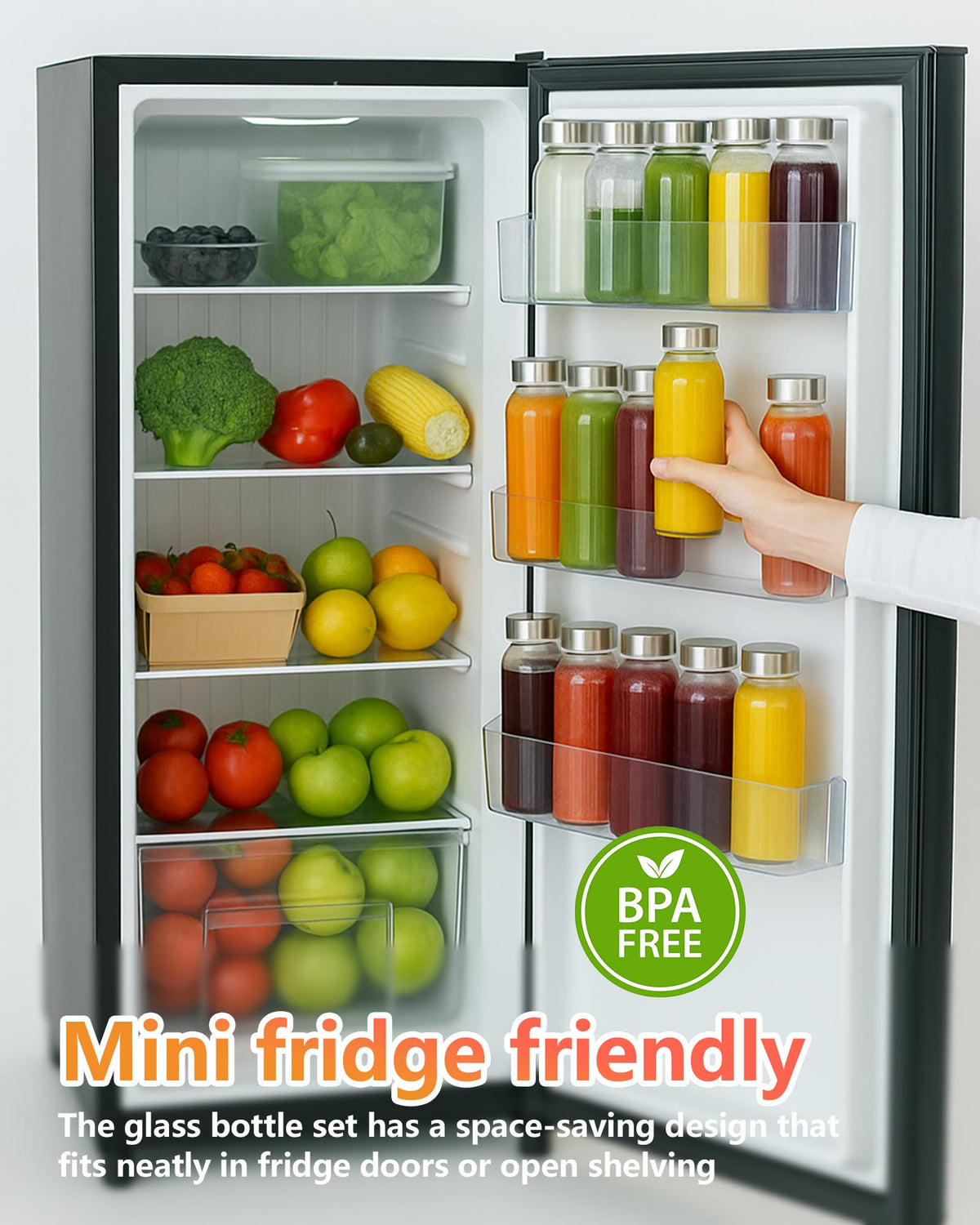 10.5 oz Glass Juice Bottles with Stainless Steel Lids
