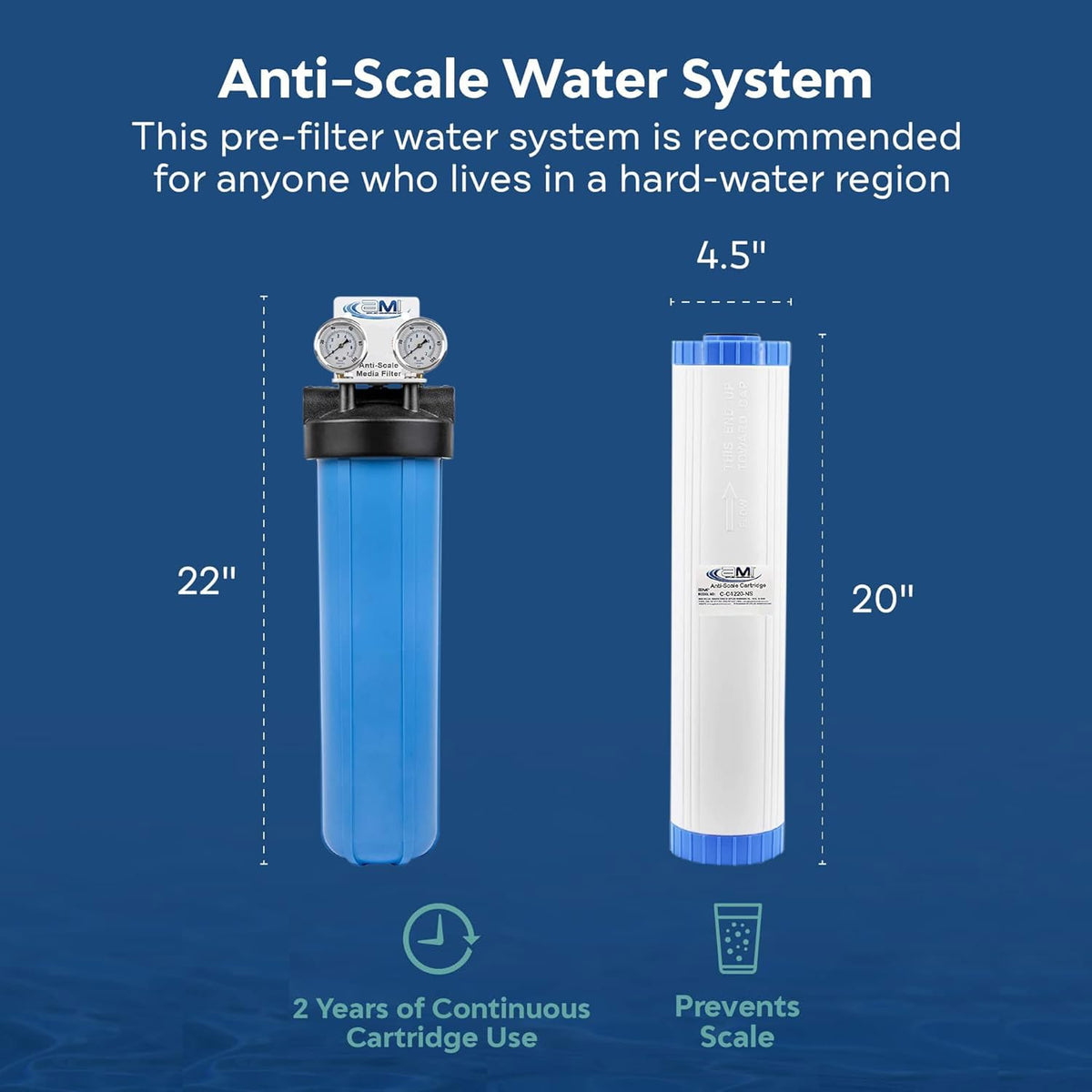 Water Descaler for Tankless Water Heater and Whole (Anti Scale System 20-Inch Big Blue)