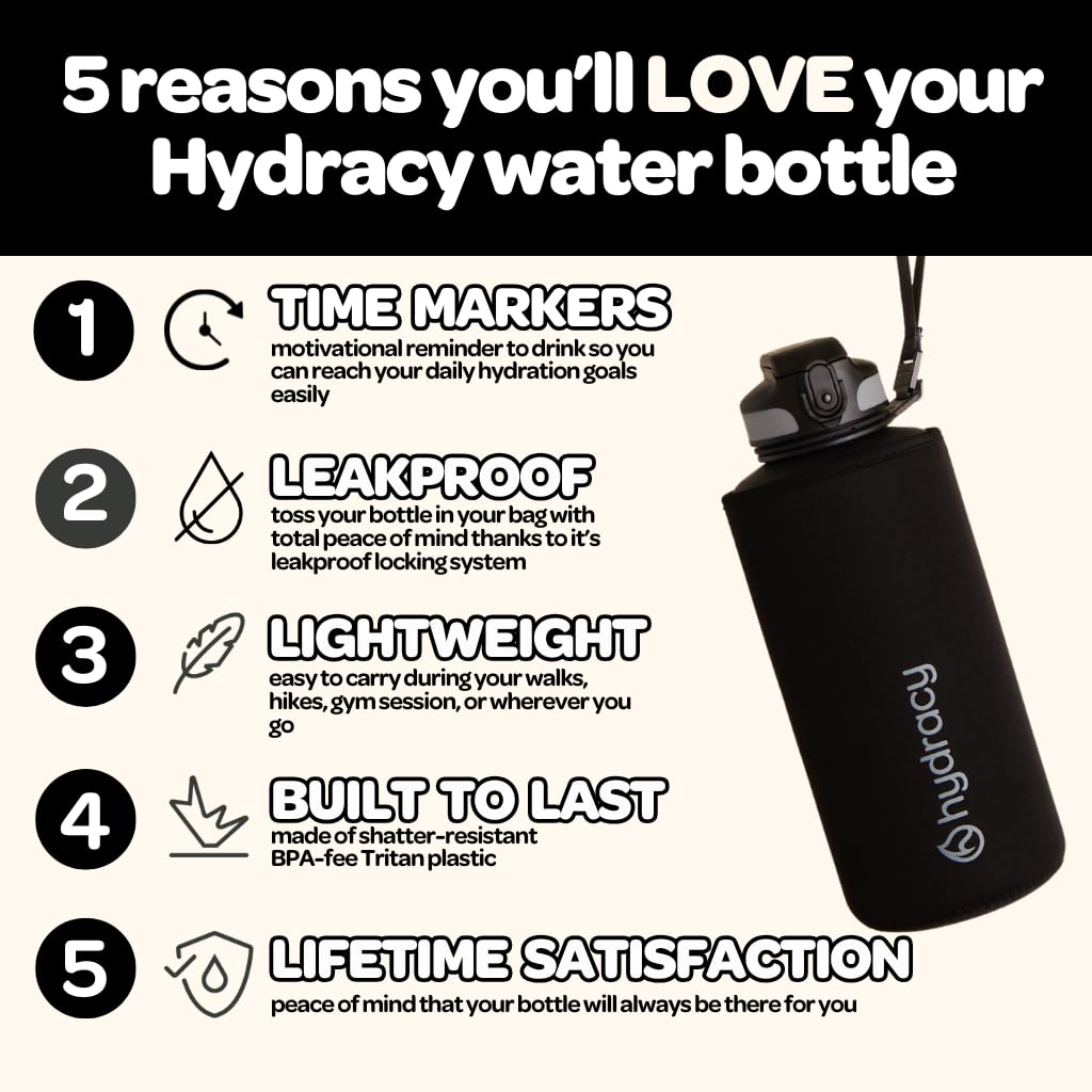 Motivational Water Bottle with Time Marker & Fruit Infuser 64 oz (Space Grey / 64 Ounces)
