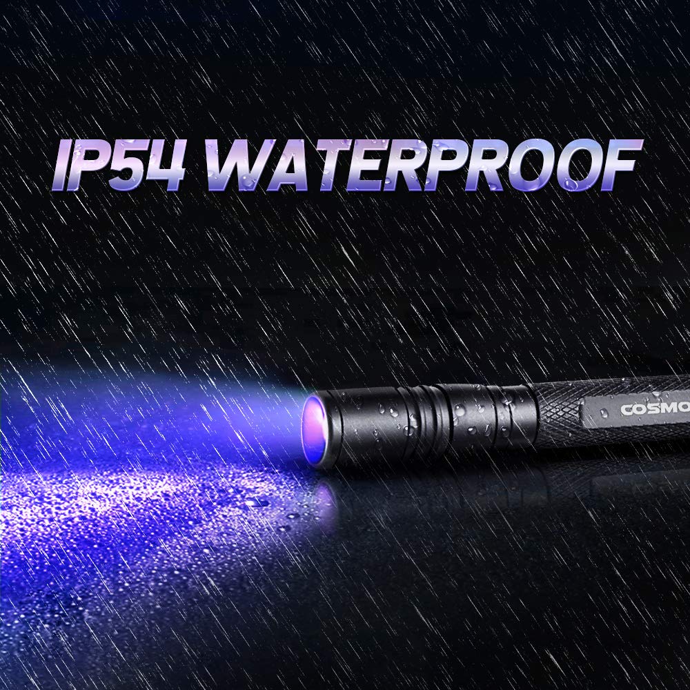 UV Flashlight 395nm Zoomable Black Light (1 Pcs Uv Penlight + 1 Pcs Led Flashlight)