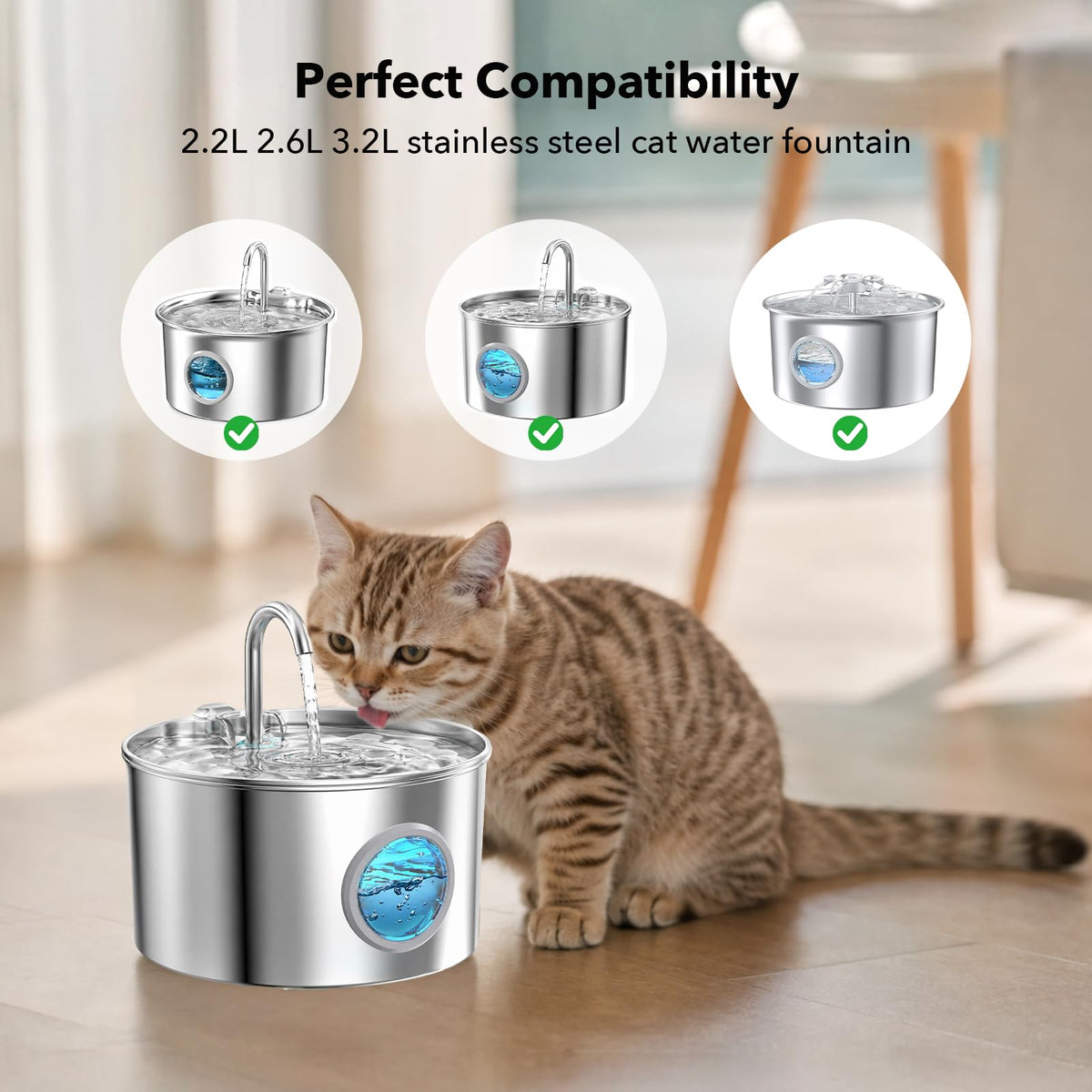 16 Piece Stainless Steel Cat Water Fountain Replacement Fountain Filter