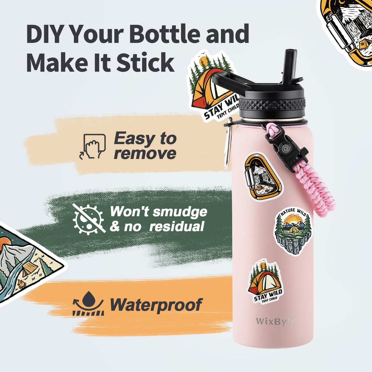 40 oz Insulated Water Bottle with Straw (Light Pink / 40 Ounces)