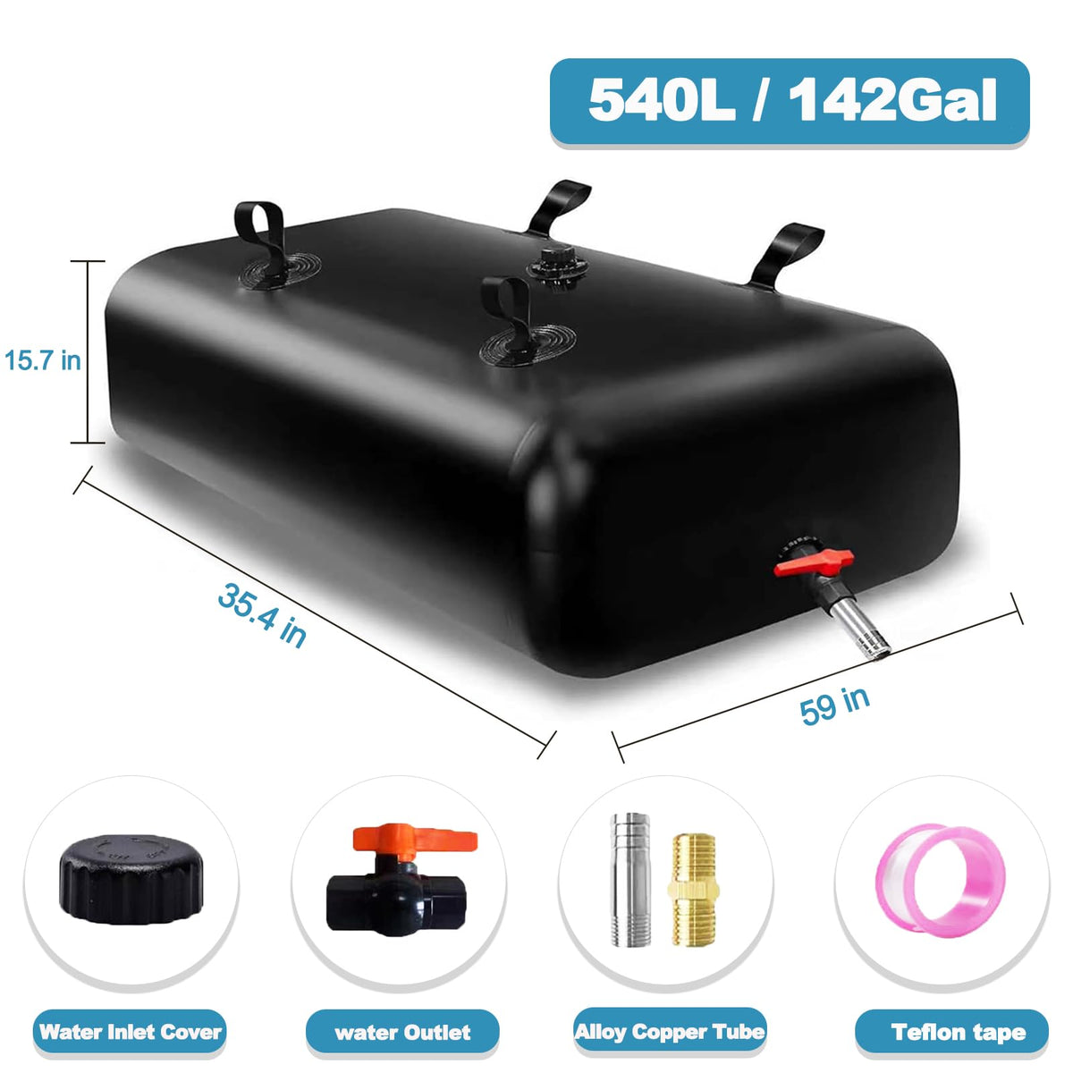 540L 142 Gal Water Bladder Tank (142gal/540L / Black)