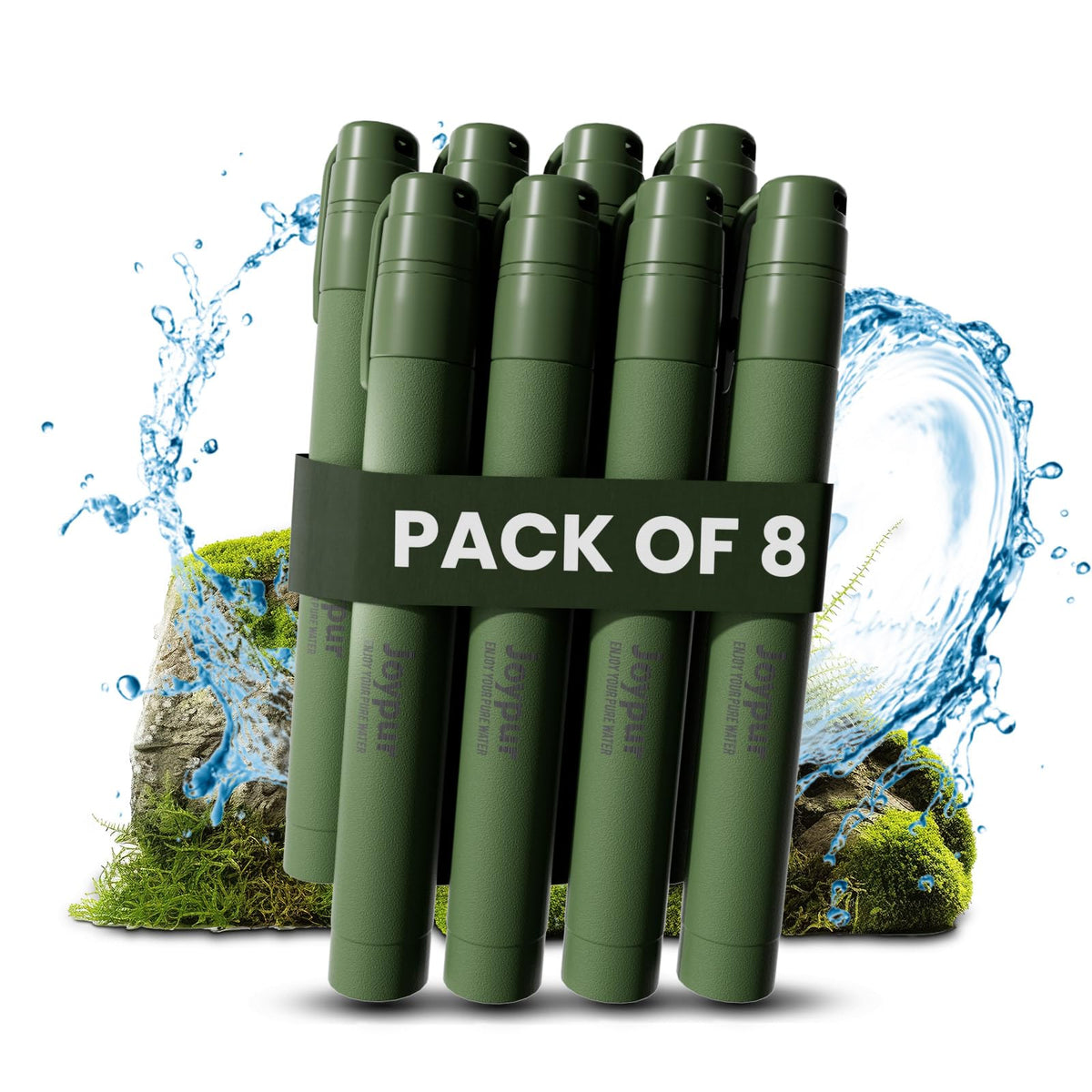 Portable Water Filter Straw for Backpacking (8PACK / Green)