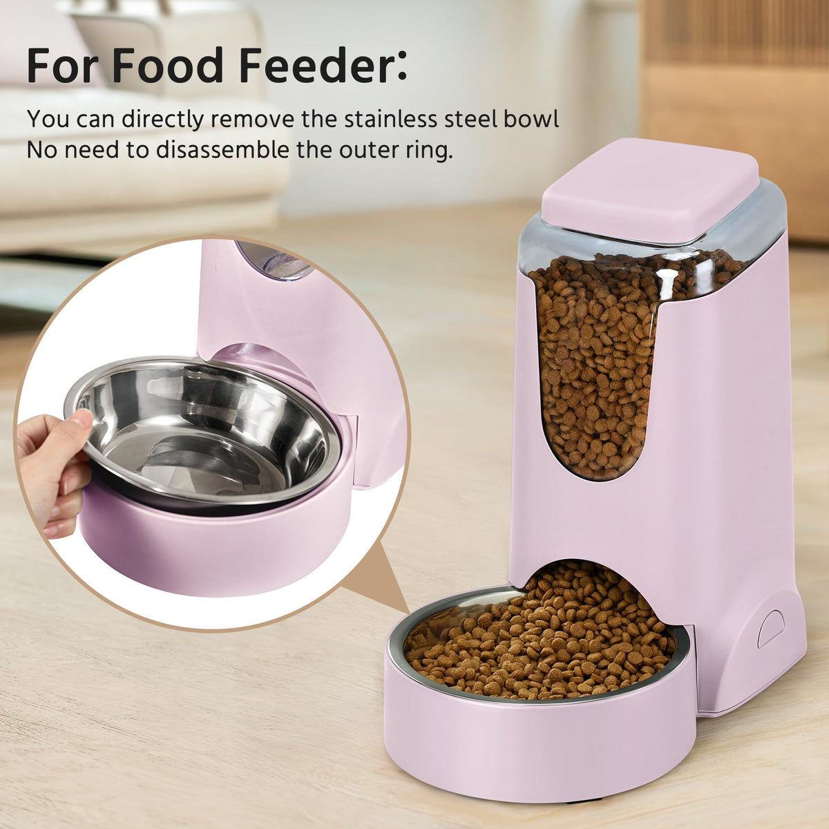 2 Pack Automatic Cat Feeder and Stainless Steel Water Dispenser (1 Gallon x 2 - Violet)
