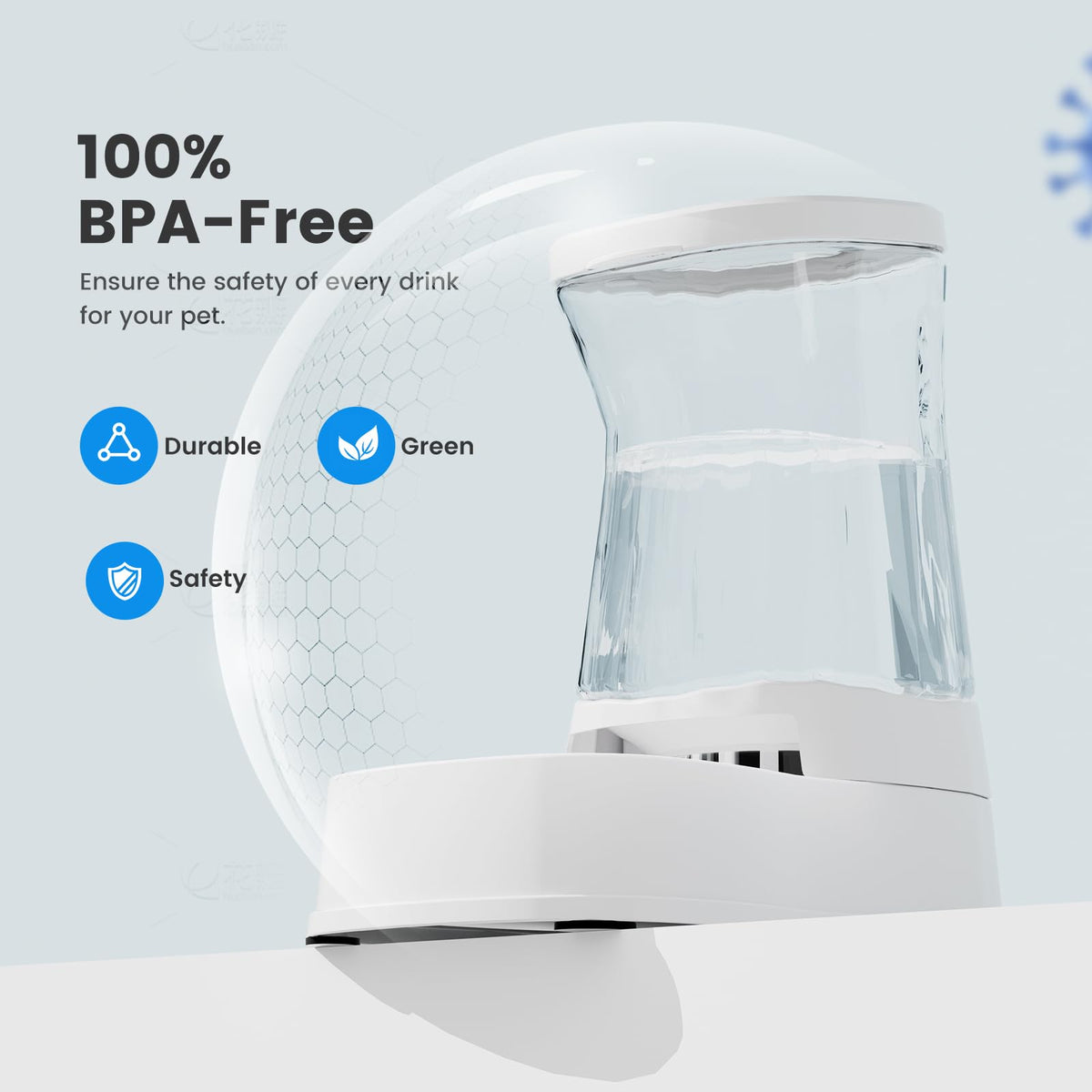 1.0Gal Gravity Automatic Dog Water Bowl Dispenser 100% BPA Free (White)