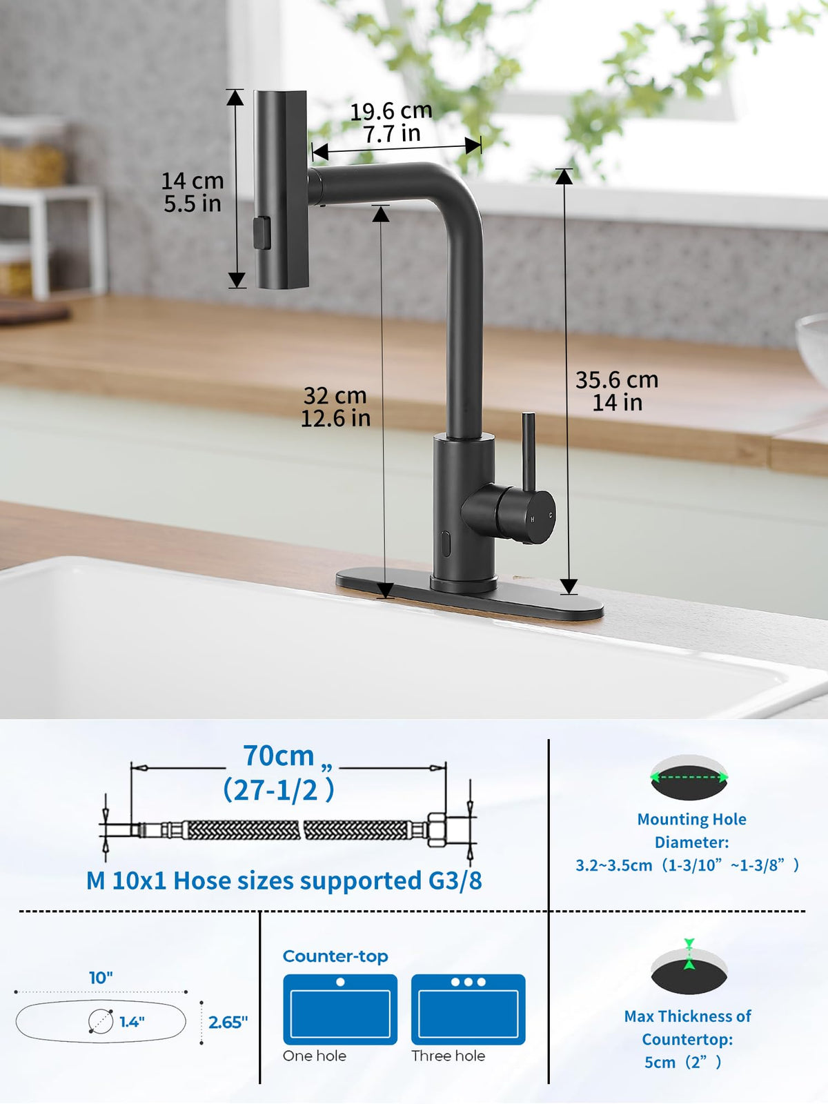 Touchless Black Kitchen Faucets with Pull Down Sprayer (Black / Touchless)