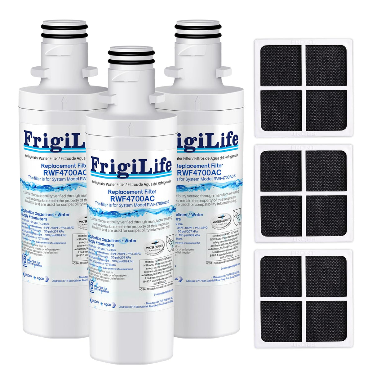 ADQ747935 Replacement for LG LT1000P Kenmore Elite 9980 (Water Filter with Air Filter / 3+3 Count (Pack of 1))