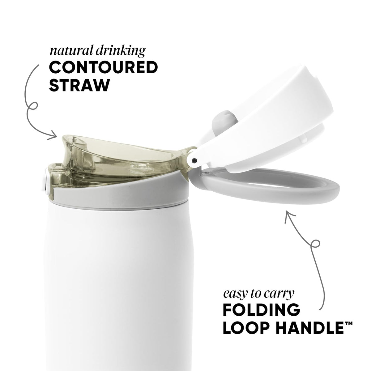 Water Bottle with Straw & Handle (24 Ounces / -Winter White)