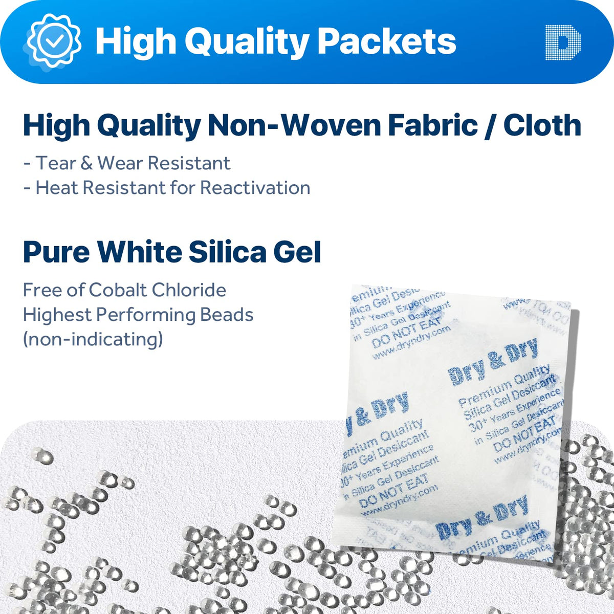 50 Gram [100 Packets] Silica Gel Packets Desiccants (50 Gram)