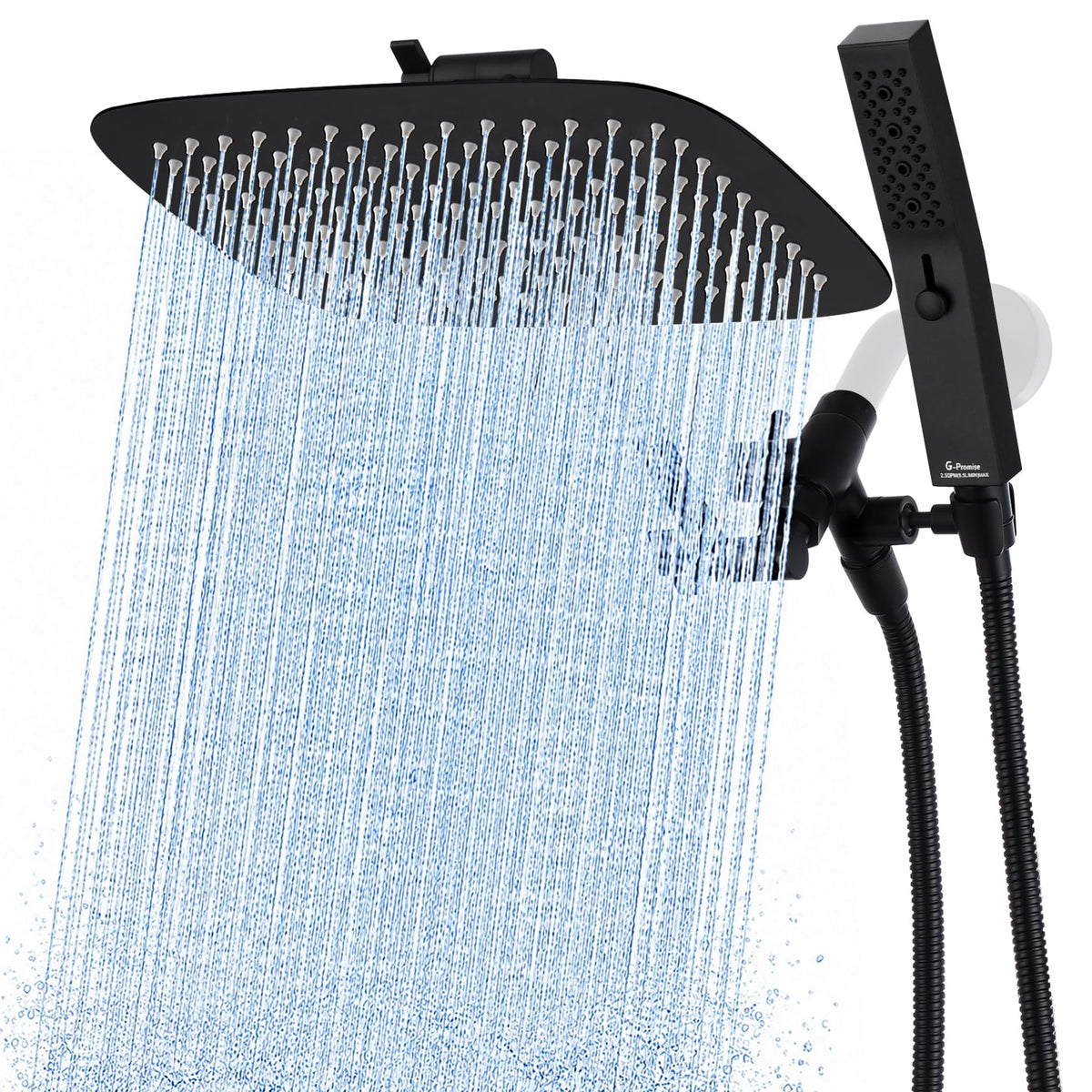 All Metal 12" Rain Shower Head with Handheld for Bathroom Upgrade (12 Inches / Matte Black)
