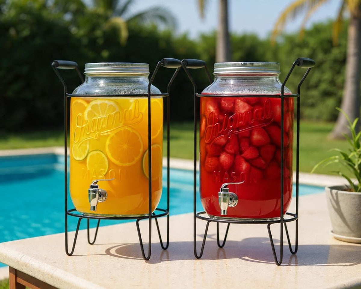 2 PACK 2 GALLON Drink Dispensers for Parties (Clear 2 Pack - 2 Gallon)