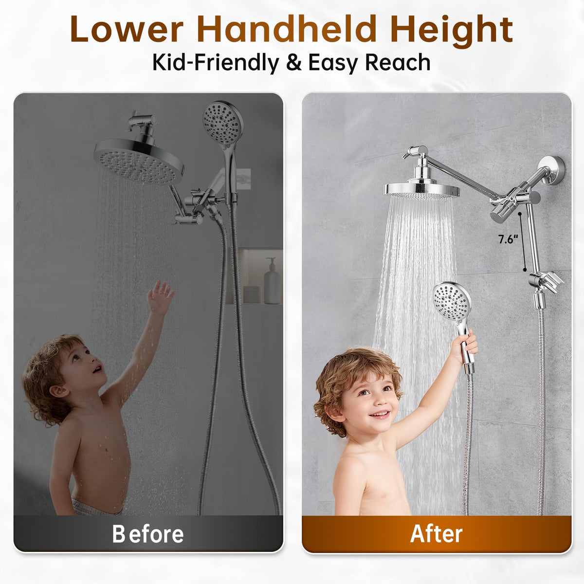 Rain Shower Head with Handheld Spray Built (1.8 GPM / Chrome)