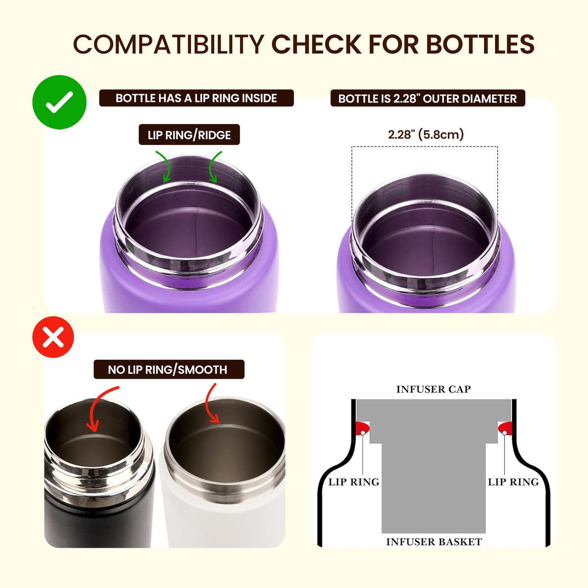 Water Bottle Long Tea Infuser for Loose Leaf Brewing (Long)