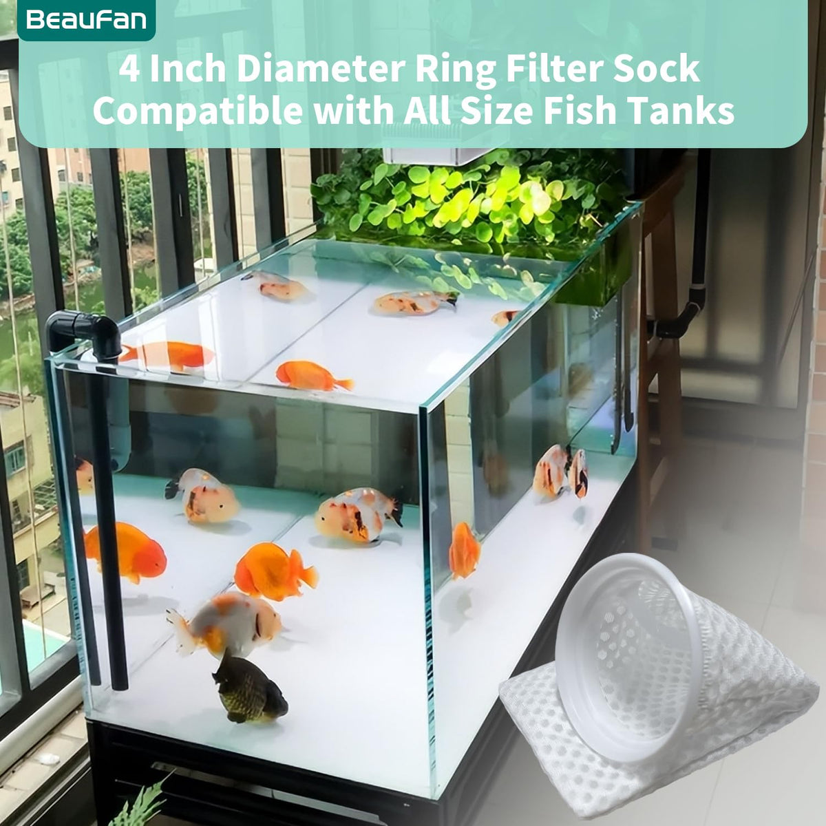 20 Pack 4 Inch 150 Micron Honeycomb Filter Socks for Fish Tank (20 Pack 4" Filter Sock)
