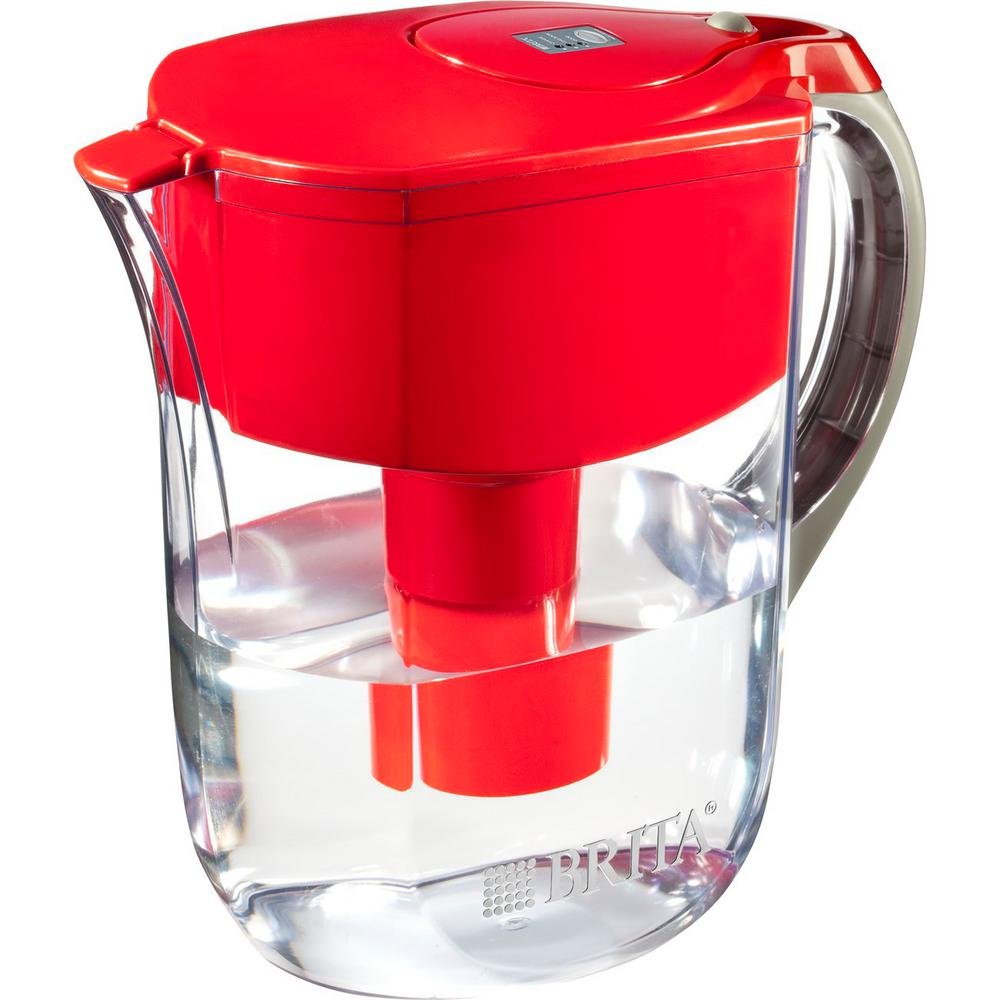 Wave 10 Cup Water Pitcher Plus 2 Advance Filters (Red/Clear)
