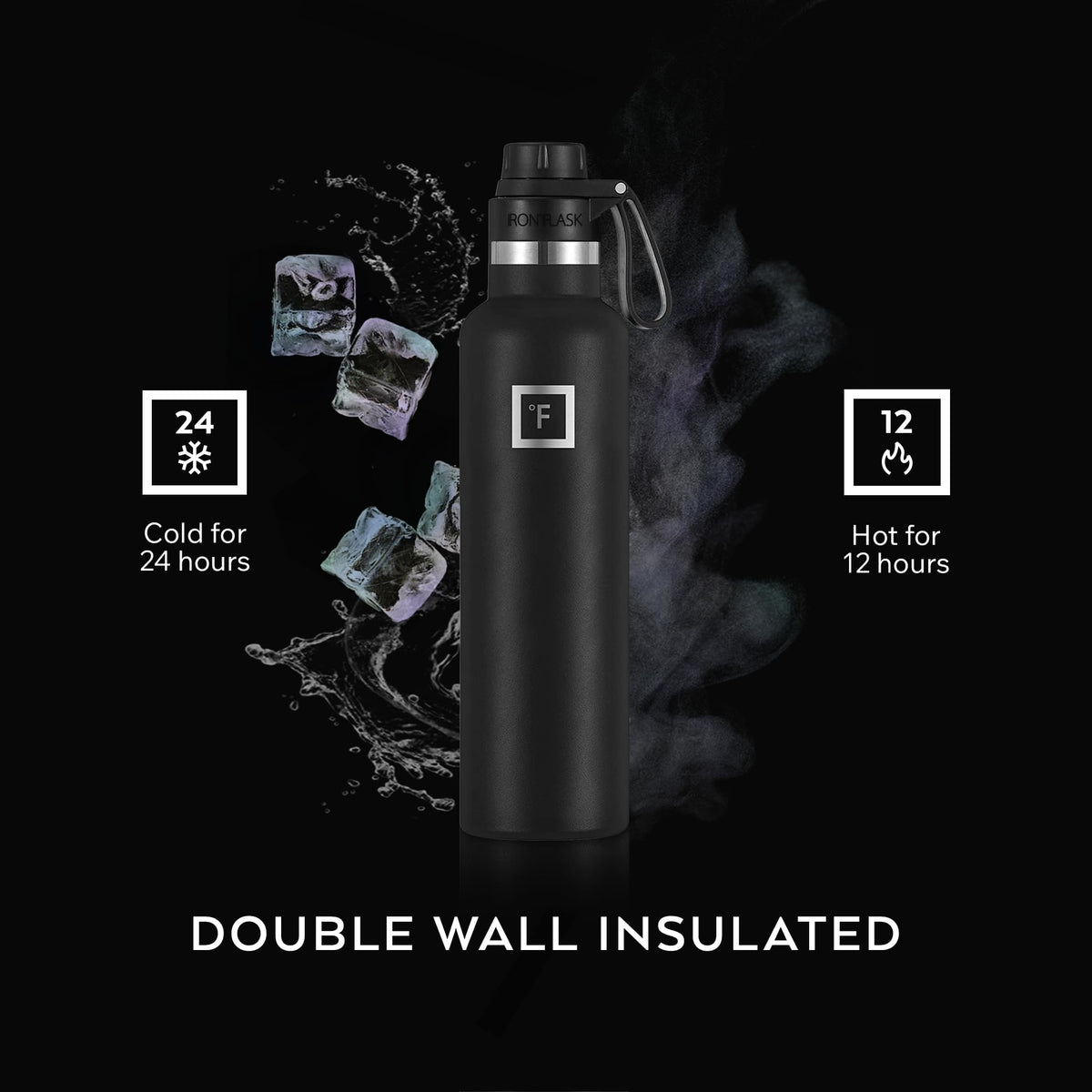 24 oz Narrow Mouth Water Bottle with Spout (Black Marquina)