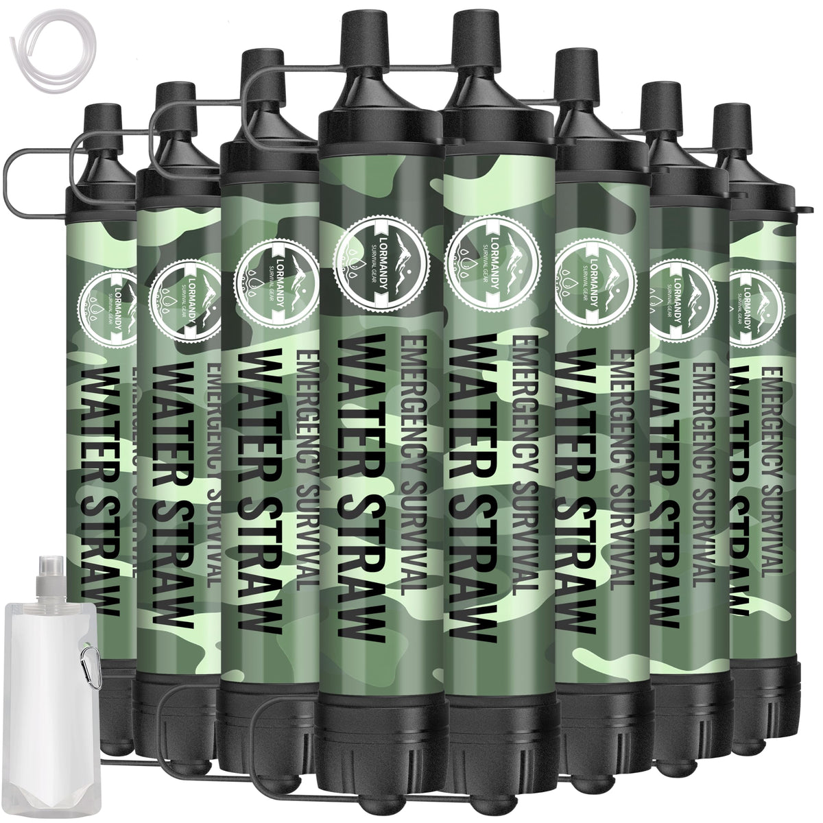 WaterFilterStraw8PackforCamping (8-Pack Camo / 8 PCS)