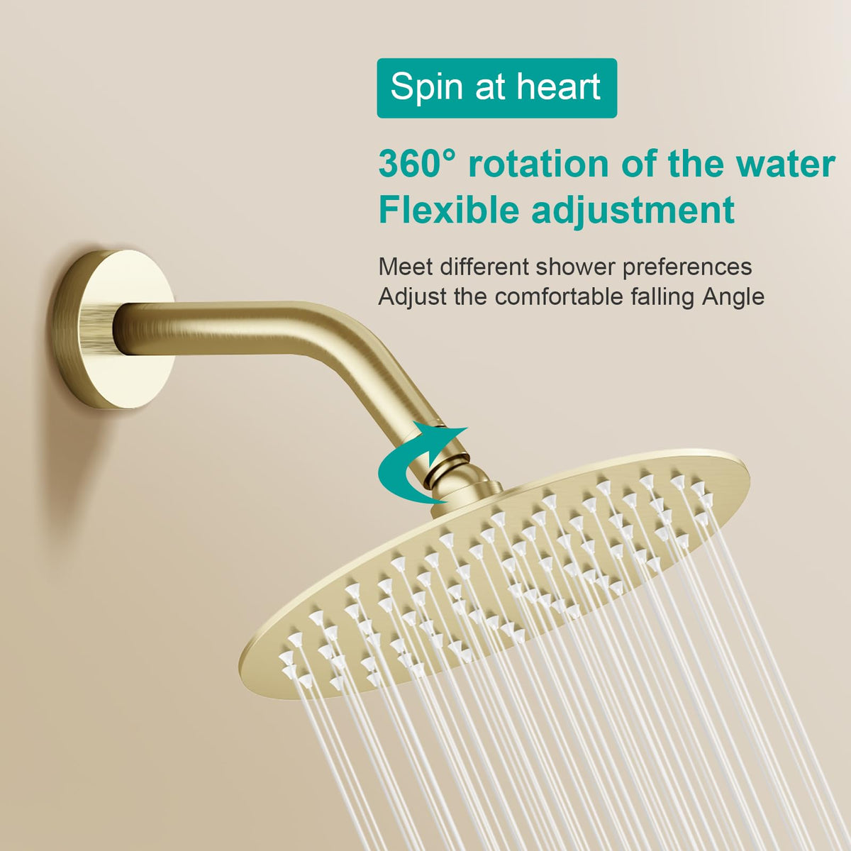 All Metal 6Inch Rain Shower Head (Brushed Gold / 6 Inch)