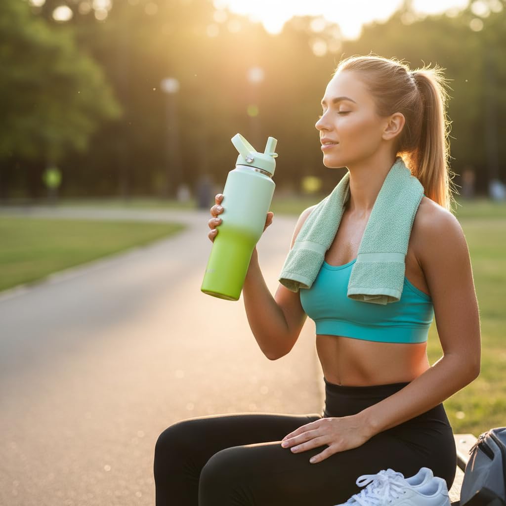 32oz Insulated Water Bottle (Avocado Gradient-A / 32 Ounces)