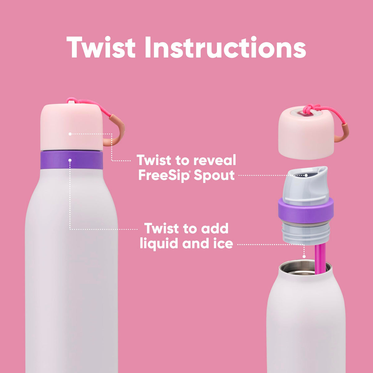 FreeSip Twist Stainless Steel Water Bottle 24 oz Dreamy Field (Dreamy Field / 710 ml)