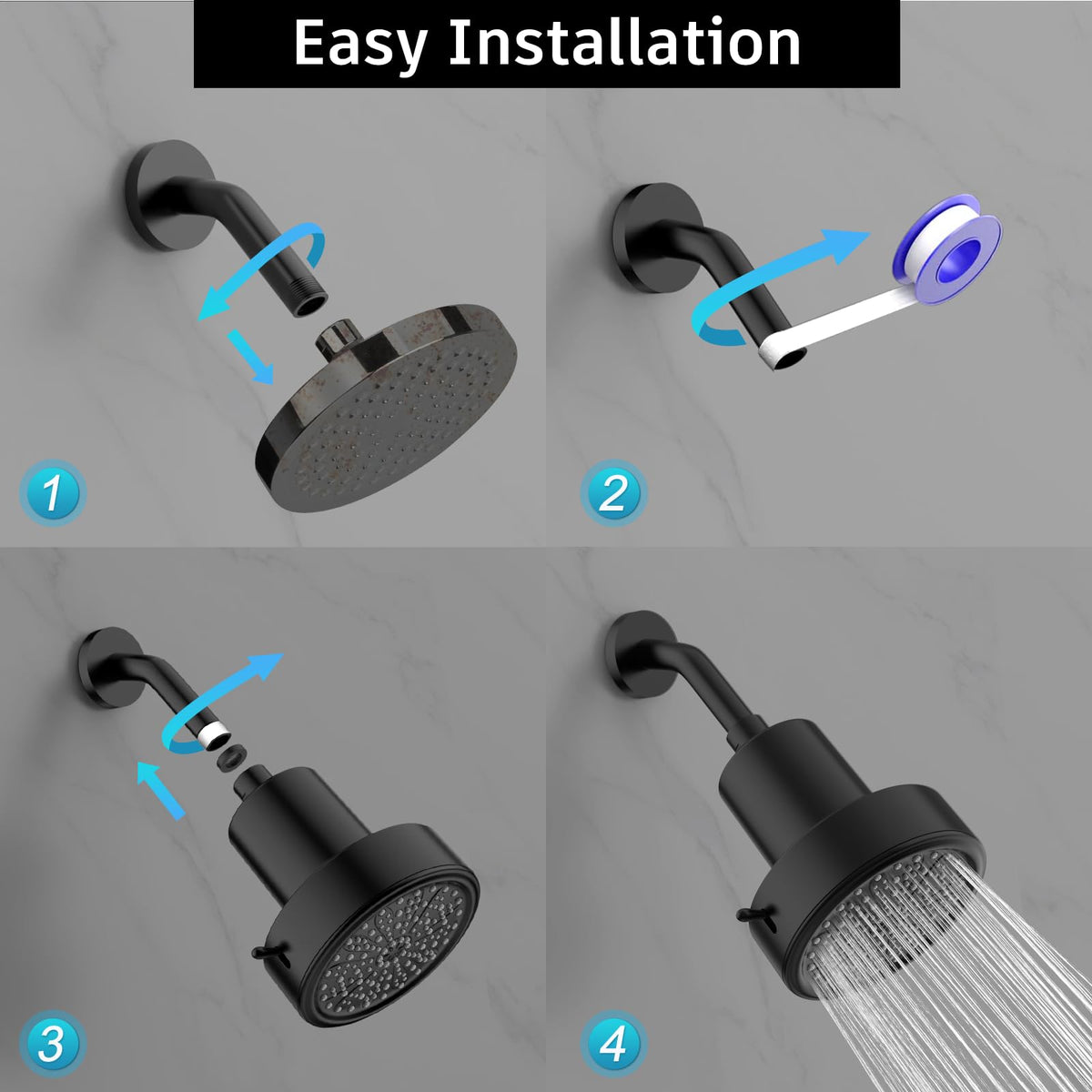 Filtered Shower Head (Black)