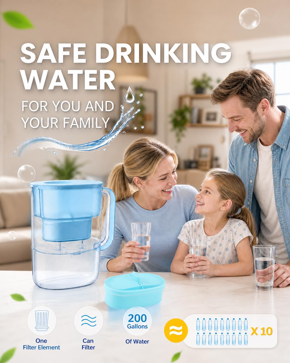 WD-PF-01A Plus Replacement Filter Fit for Water-Drop Pitcher (Blue)