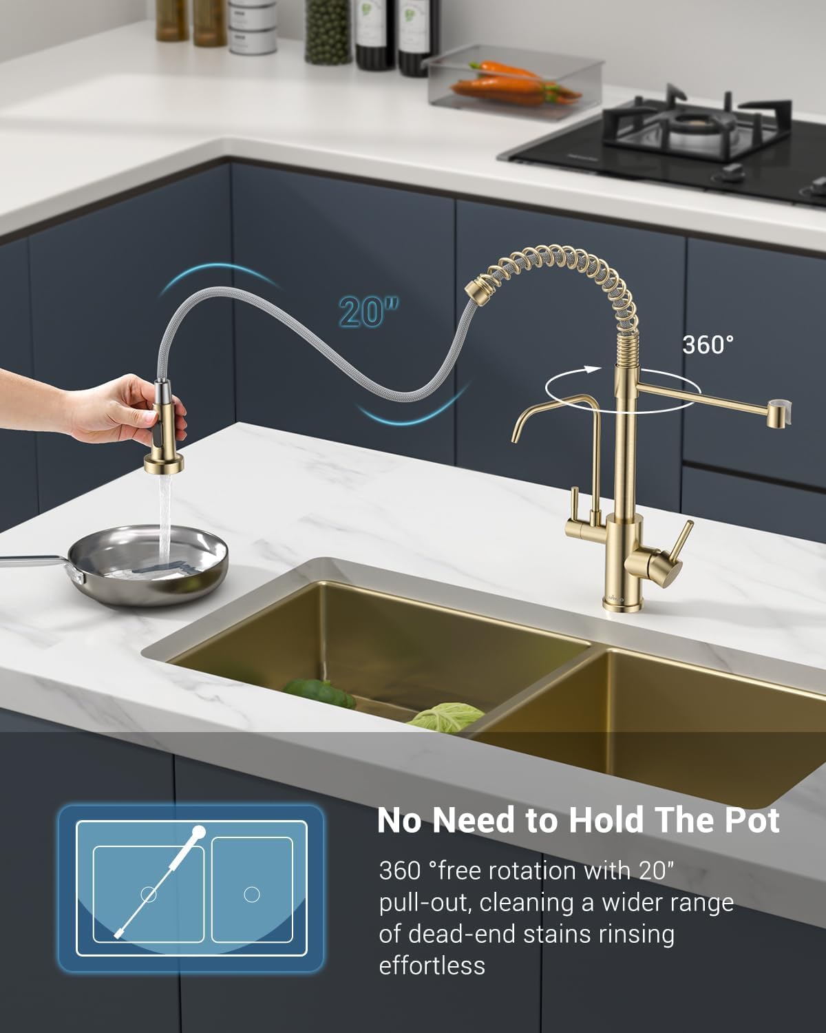 3 Way Gold Kitchen Faucet with Water Filter (260-Gold)