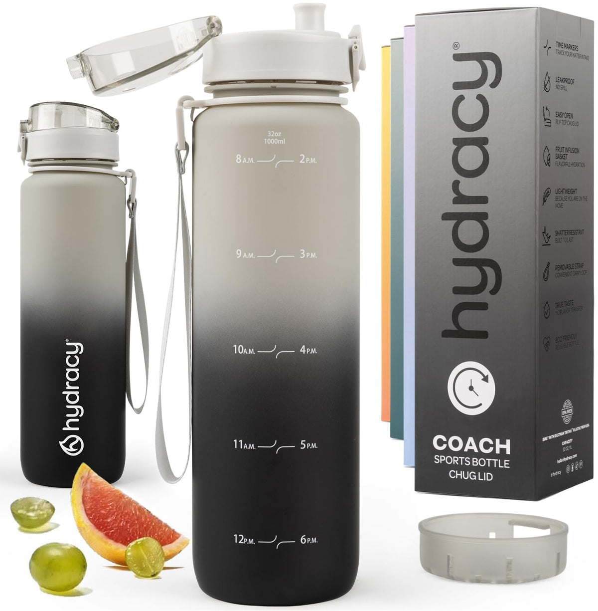 Water Bottle with Time Marker (Grey Black)