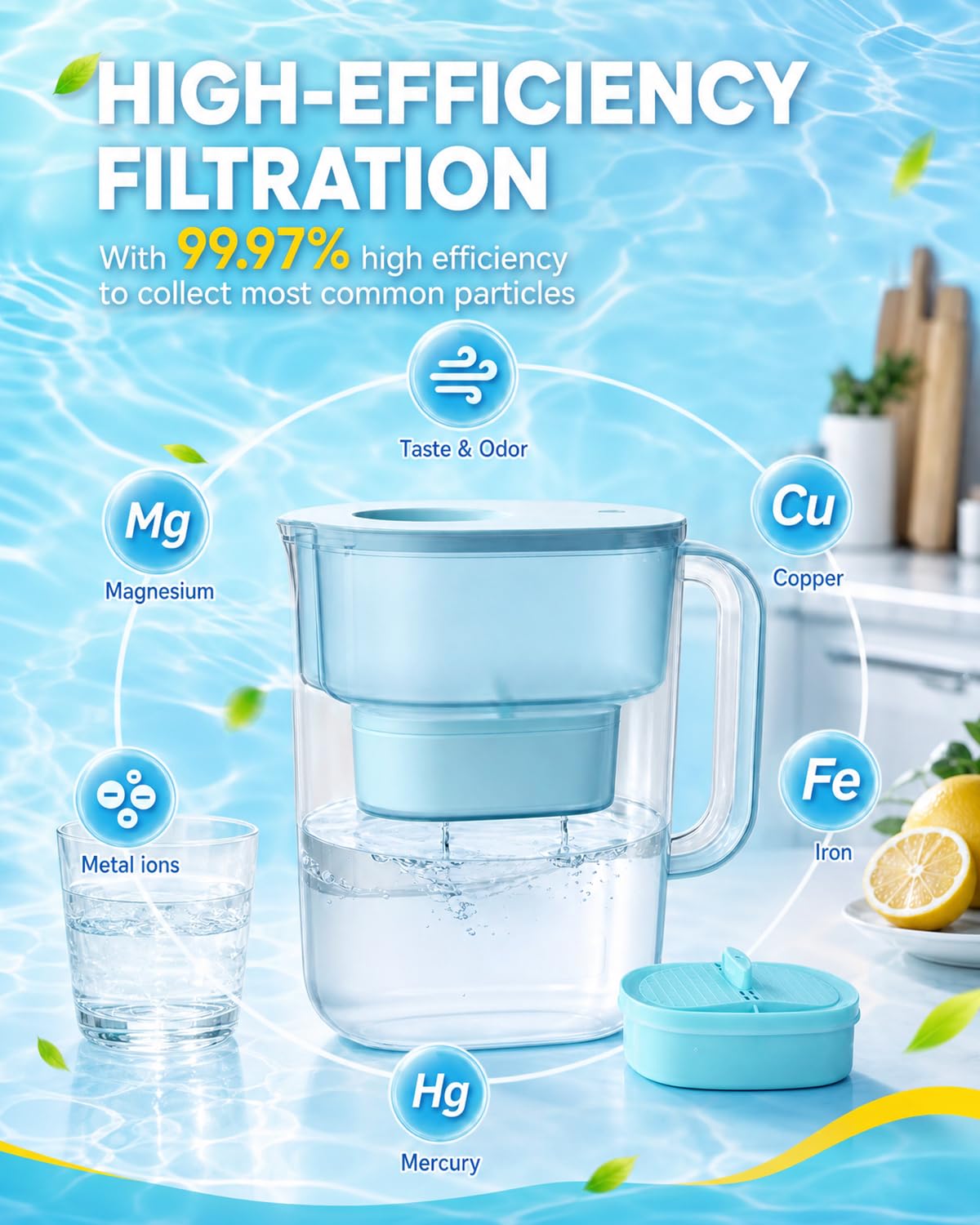 WD-PF-01A Plus Replacement Filter Fit for Water-Drop Pitcher (Blue)