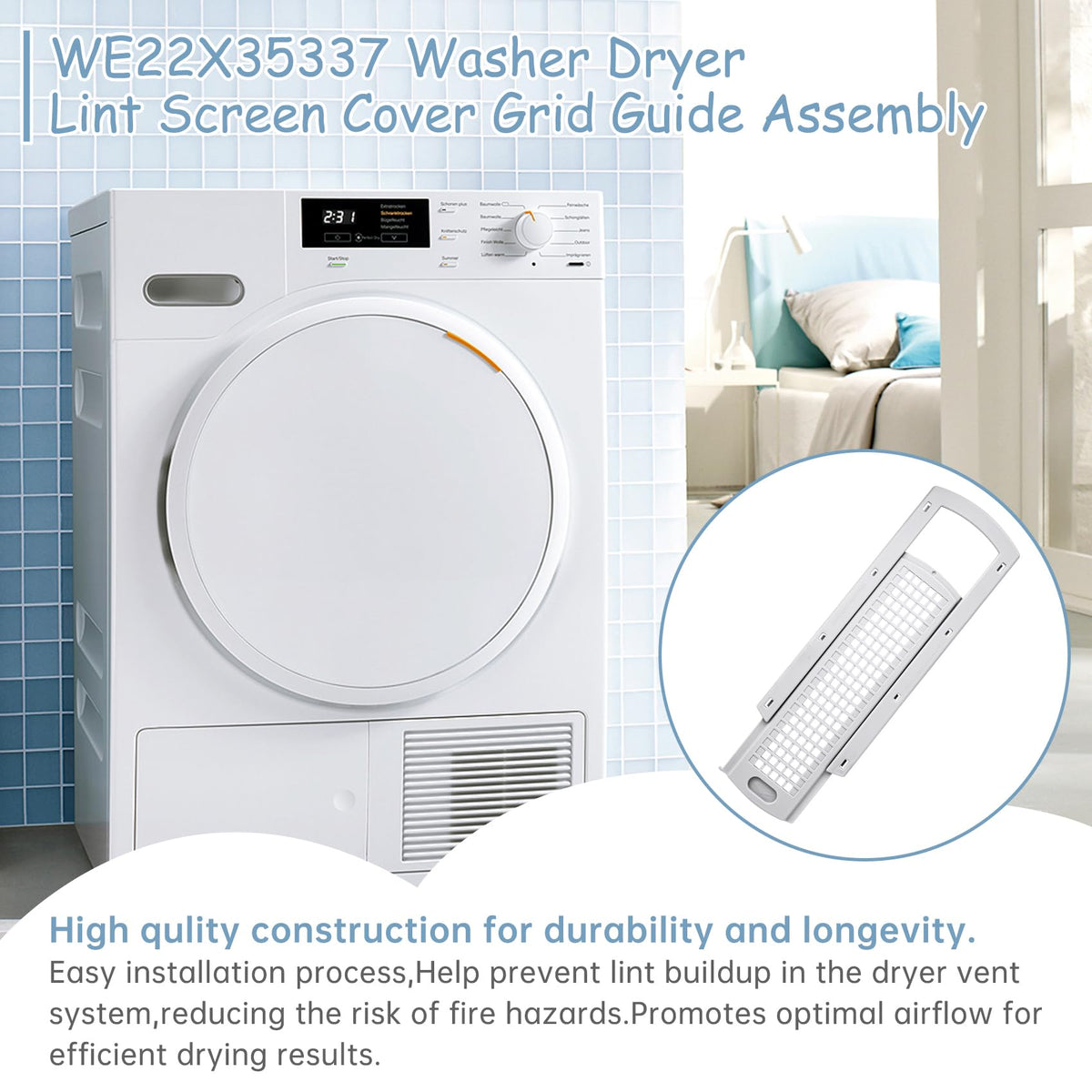WE22X35337 Washer Dryer Lint Screen Filter And Lint Filter Slide Assembly