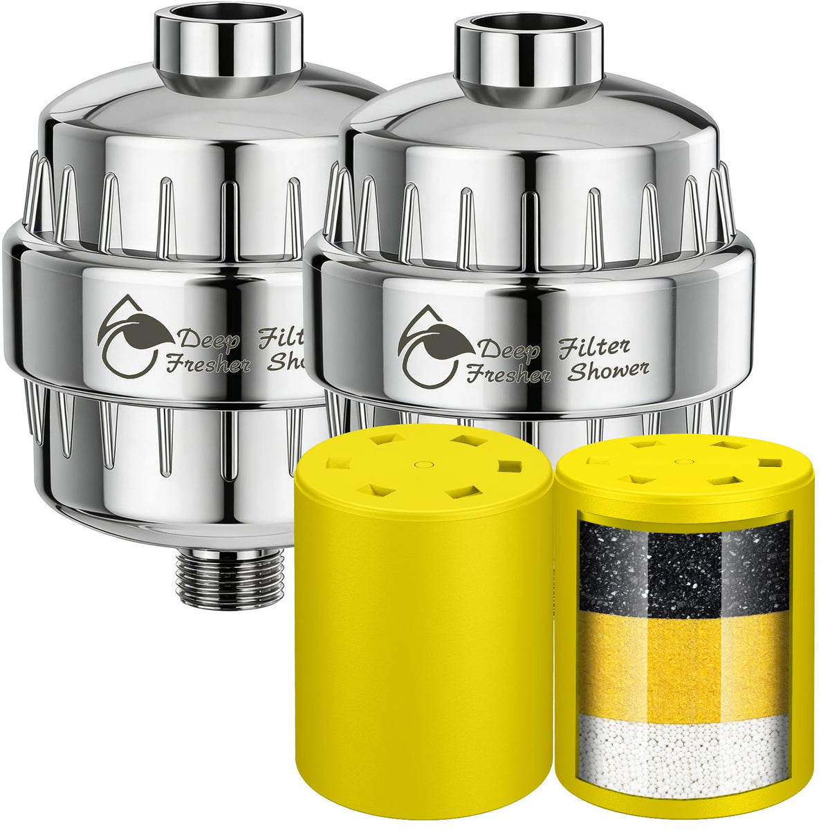 30 Stage Shower Filter with Replacement Cartridges (Yellow)