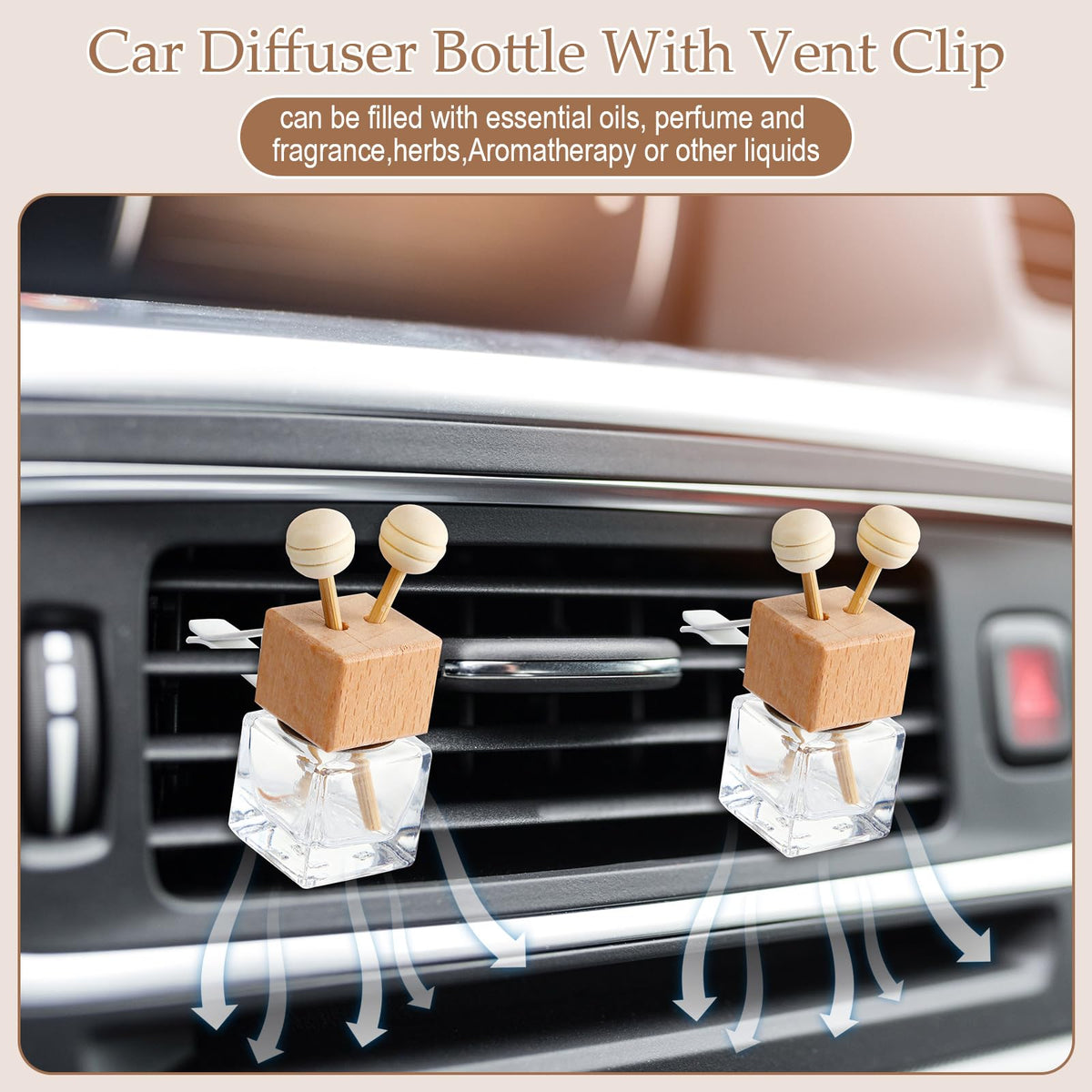30 Pcs Car Diffuser Vent Clip Empty Diffuser Bottle (Clear)