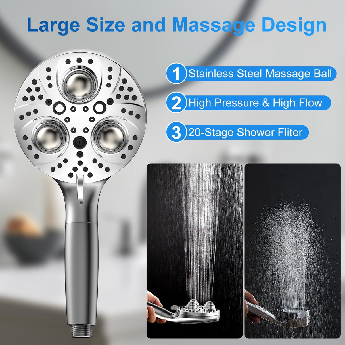 Filtered Handheld Shower Head (Premium Chome)