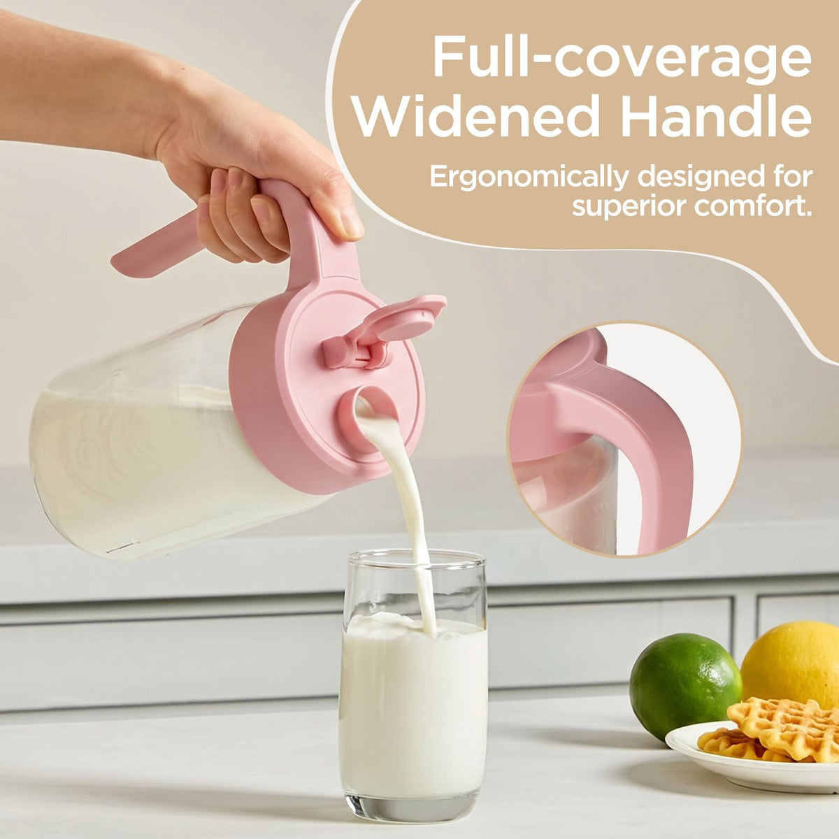 32 oz Glass Pitcher with Lid (Pink)