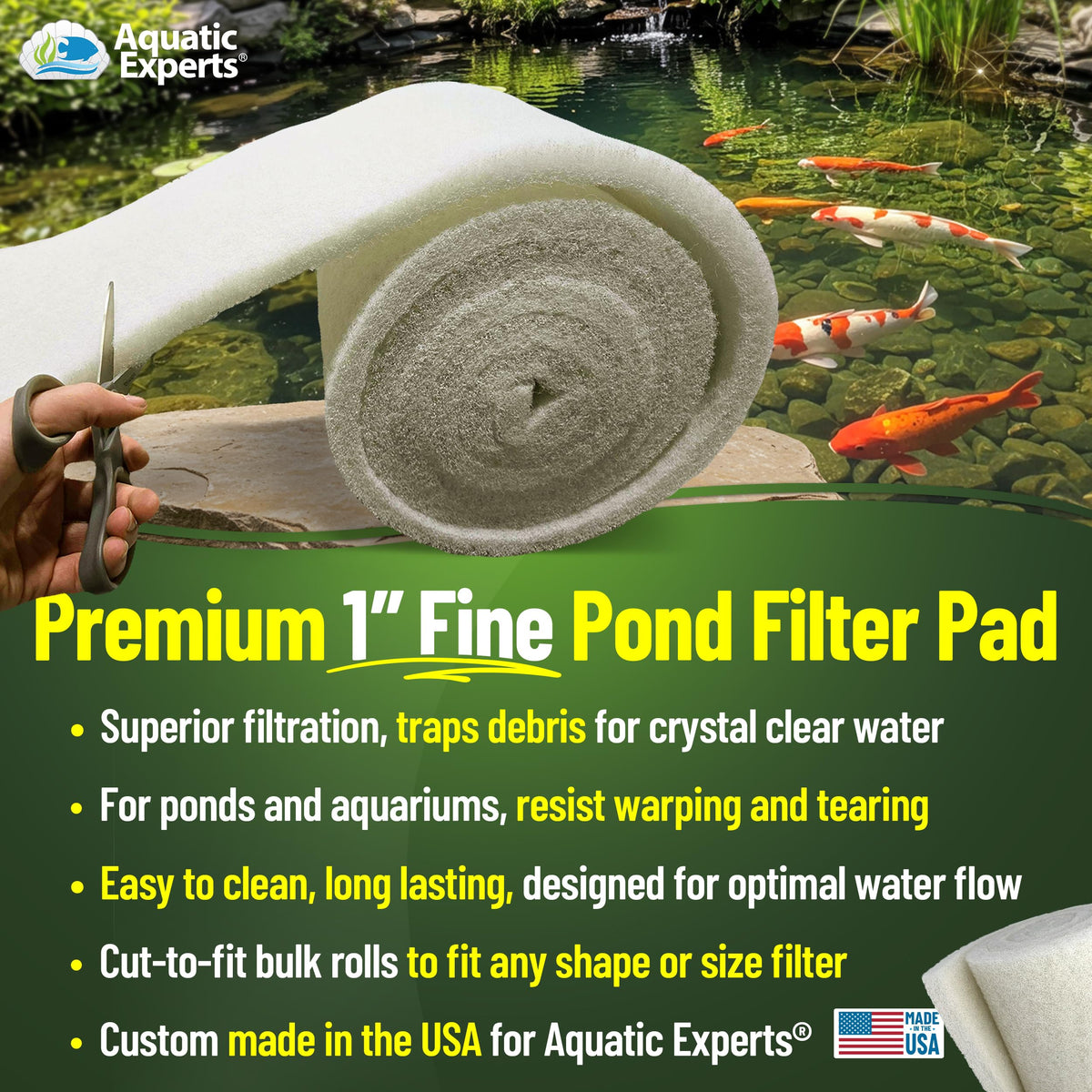 Classic Koi Pond Filter Pad FINE (12" x 12 Feet)