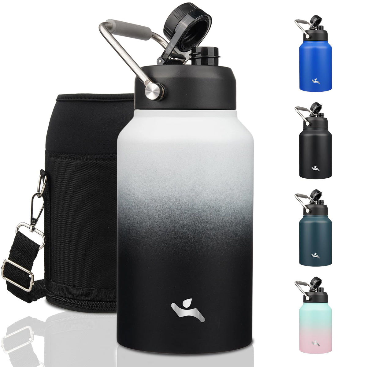 87 oz Insulated Stainless Steel Water Bottle Jug with Handle (87 Ounces / Day Night)