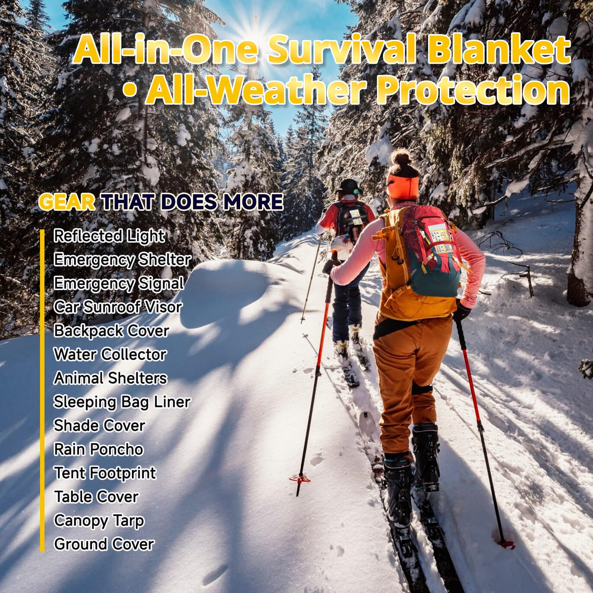 Survival Emergency Thermal Blankets (Gold / 4 Pack)