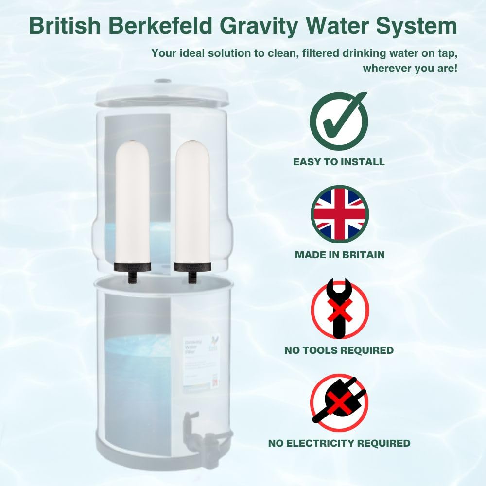 British Berkefeld Doulton Water Candle Compatible with Berkey Filter Replacement for BB9