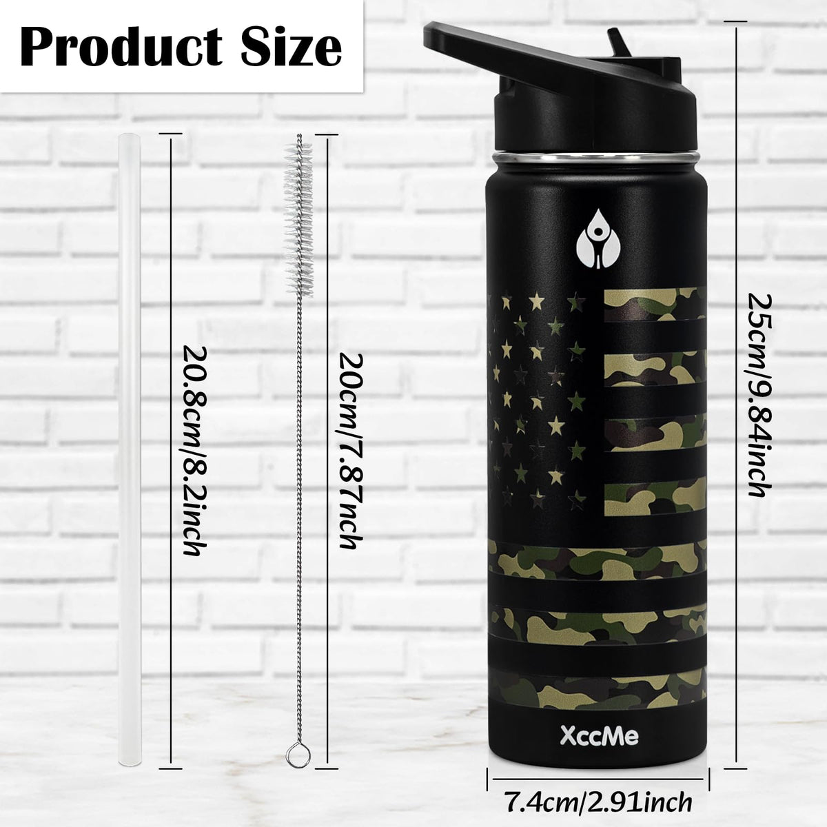 22oz Camouflage Stainless Steel Insulated Water Bottle for Man (Camouflage / 22 Ounces)