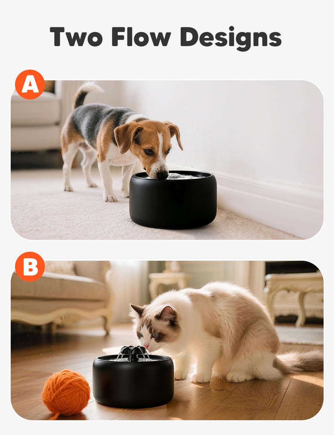 Premium Ceramic Cat Water Fountain W03 Lite