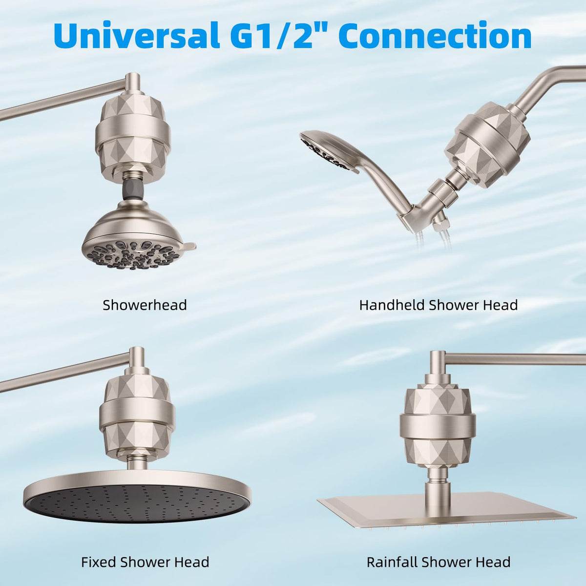 Shower Head Filter (Shower Filter with Cartridges / Brushed Nickel)