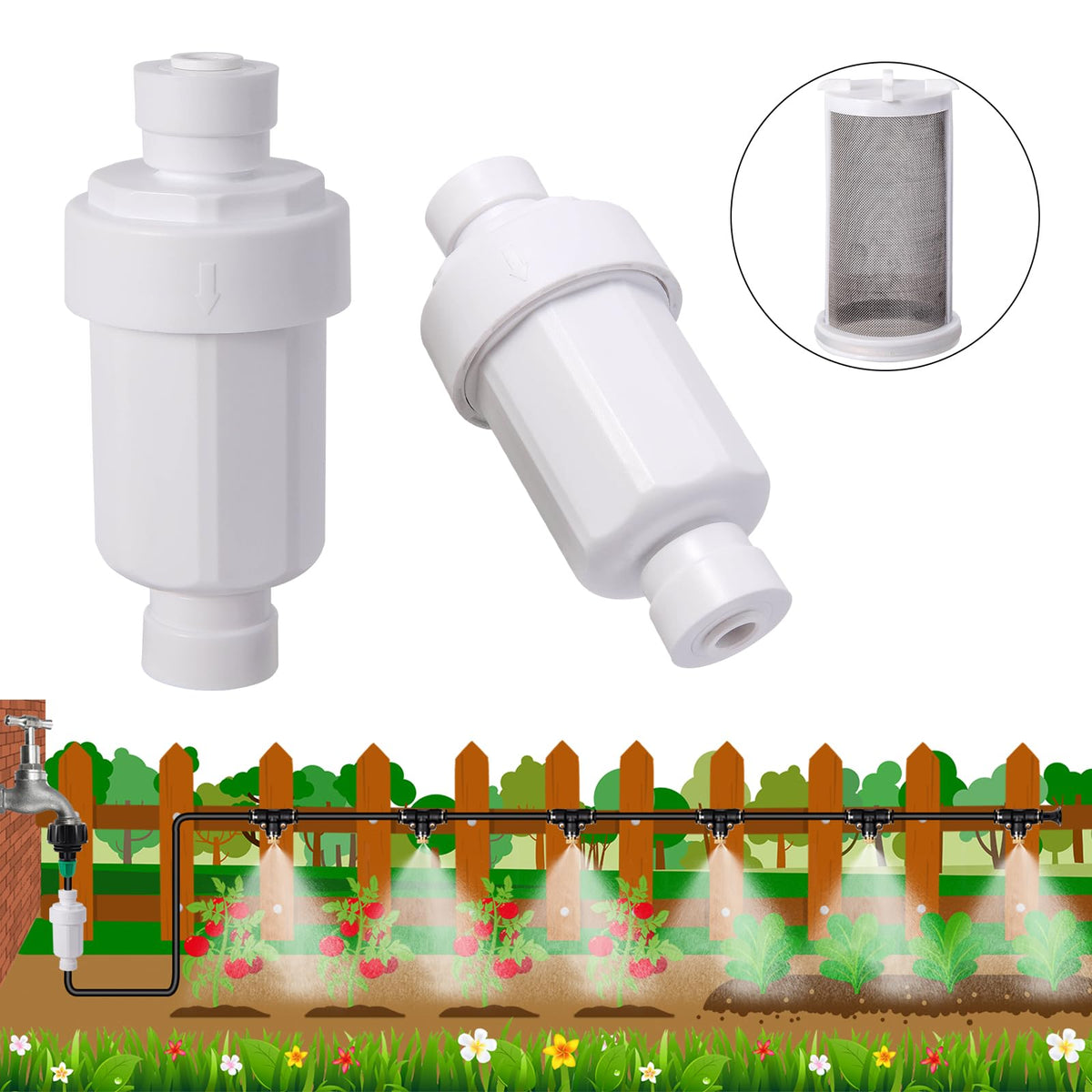 2 Pcs Misting System Filter 100 Mesh Calcium Inhibitor Filter (2pc-1/4 misting System Filter)