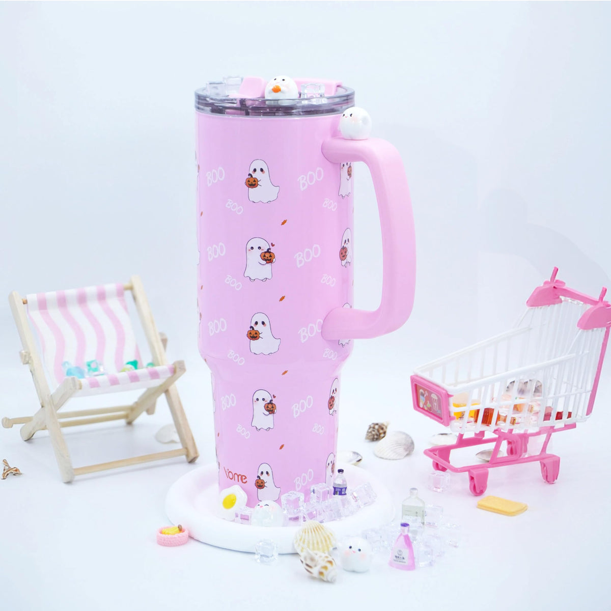 40 oz Halloween Tumbler with Handle and Flip Straw for Women (Halloween)