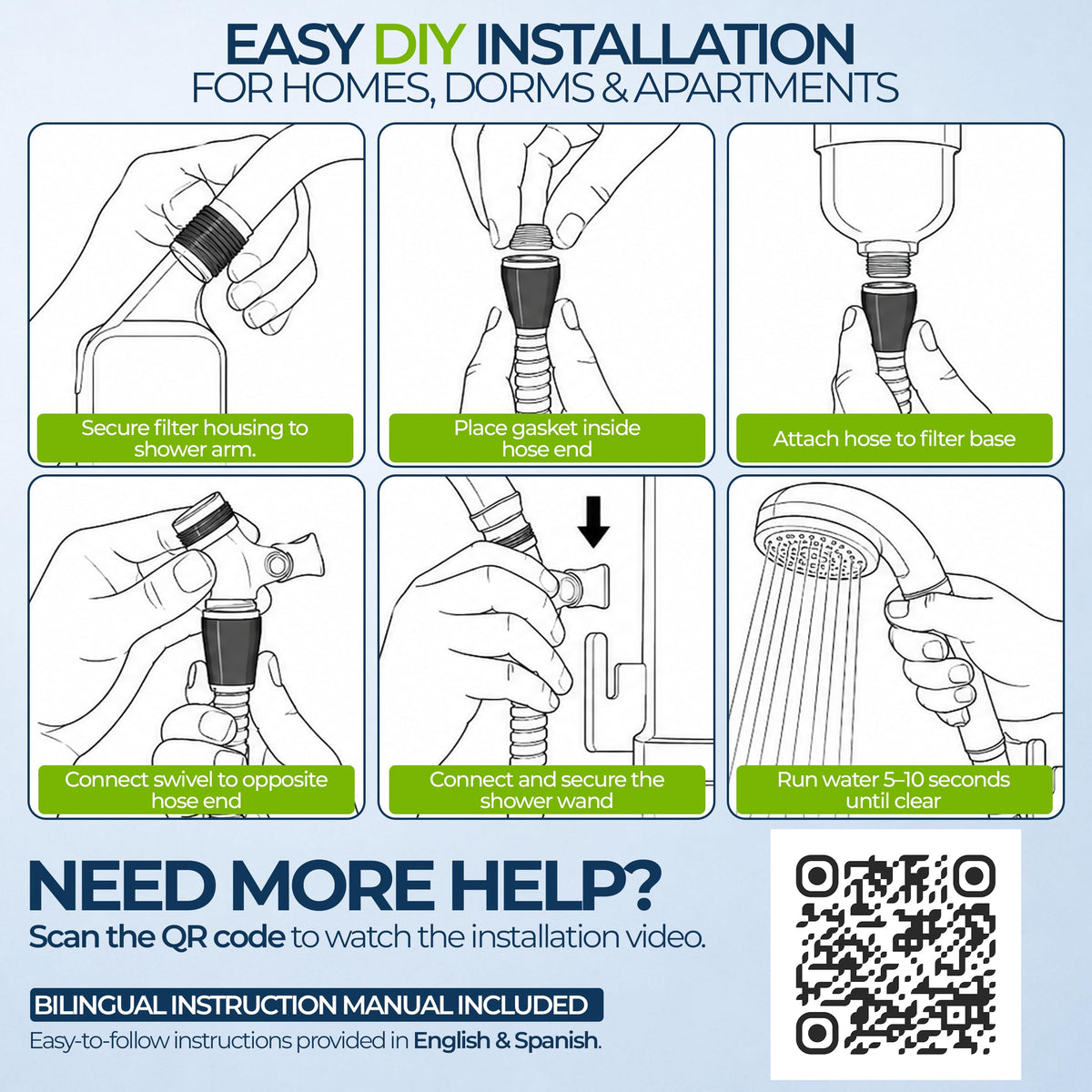 SF 7C Shower Filter System with Adjustable Handheld Shower Wand (2.5 GPM / Chrome)