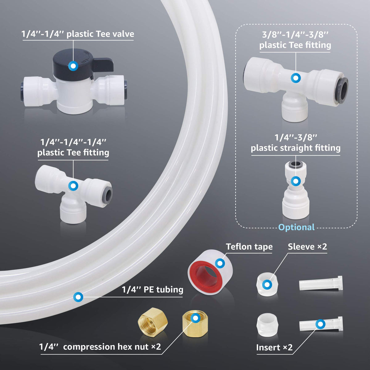 KITB 1 4" Water Line Connection Kit for Waterdrop 10