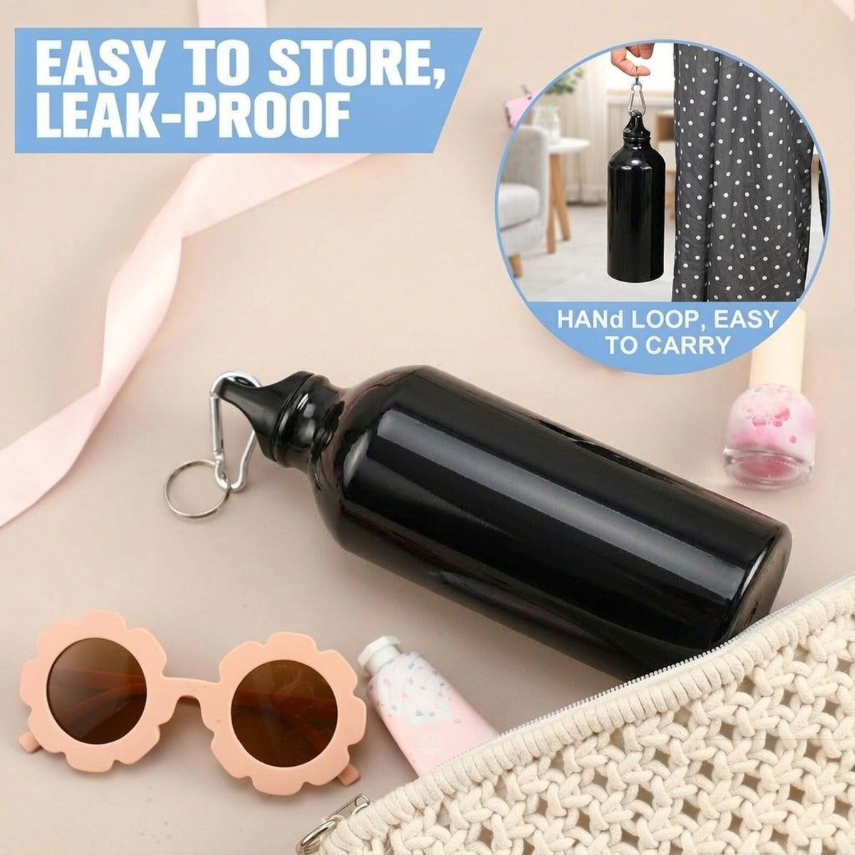 24 Pcs Aluminum Water Bottles Bulk Reusable Bottles (Black)